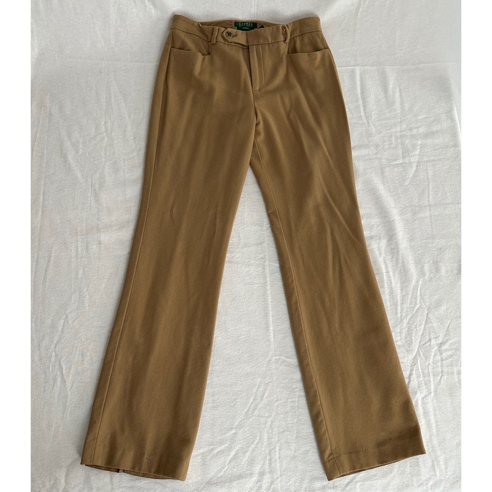 LRL Exclusive Adelle Wool Angora Blend Trousers Tan 4 Old Money Quiet Luxury